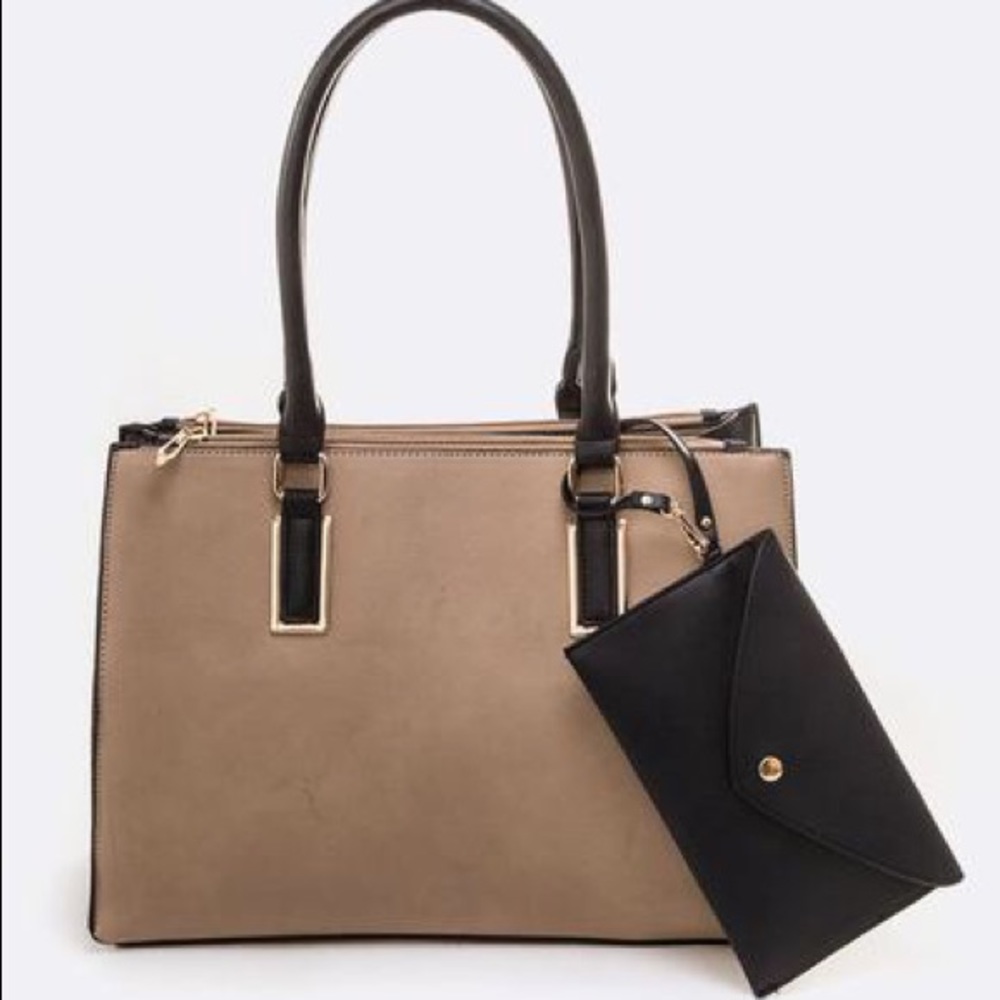 2 in 1 Tan tote